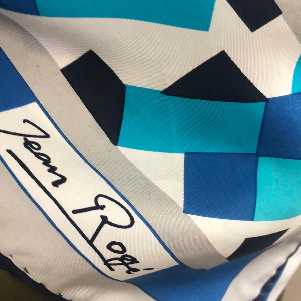 Jean Rofe Geometric Blue Scarf - Picture 2 of 4